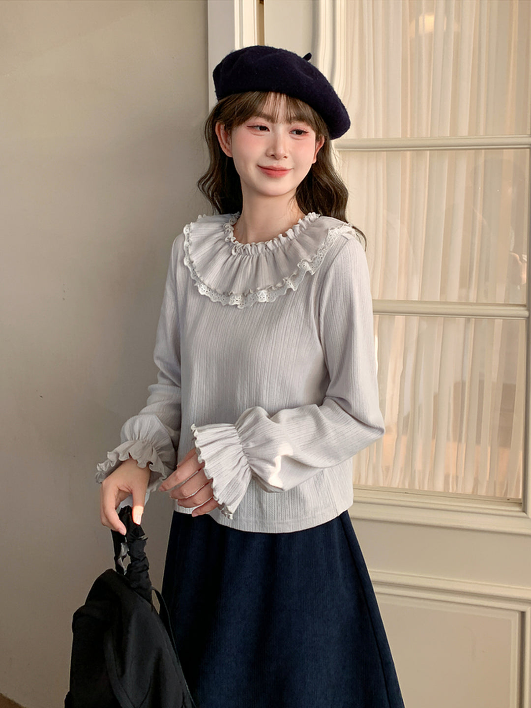 Moonlace Double Frill Cotton Blouse-ntbhshop
