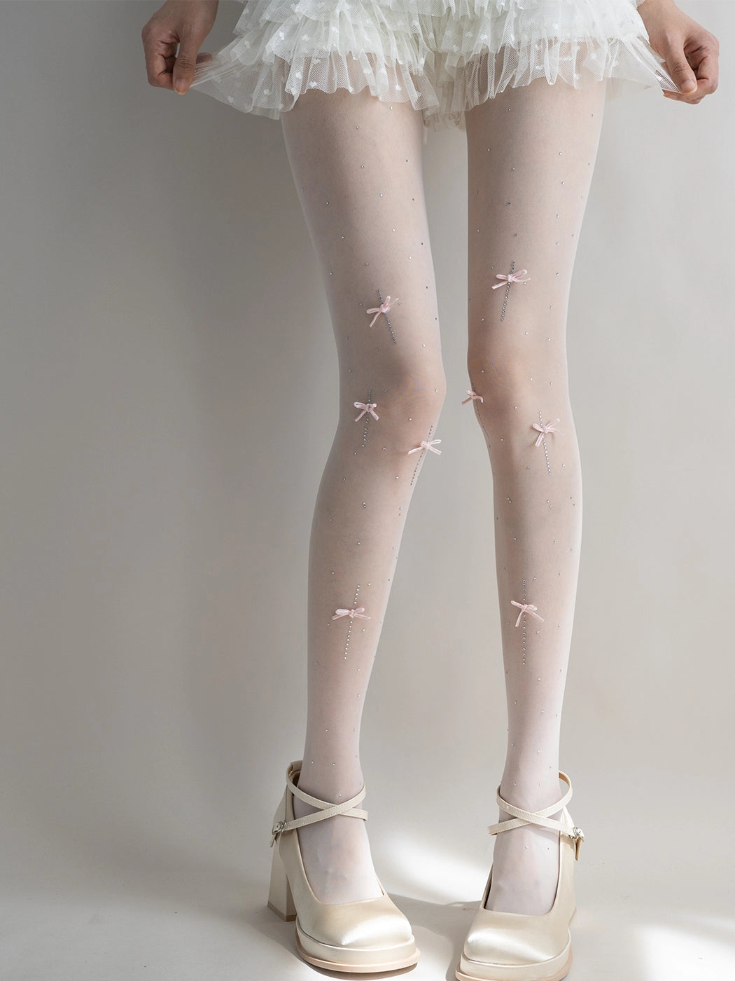 Ballet Bow Crystal Sheer Tights-ntbhshop