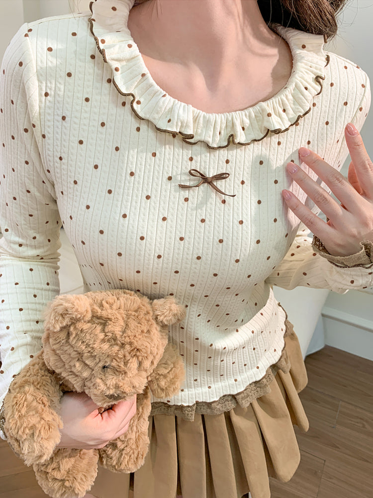 Cappuccino Cookie Lace Trim Top-ntbhshop