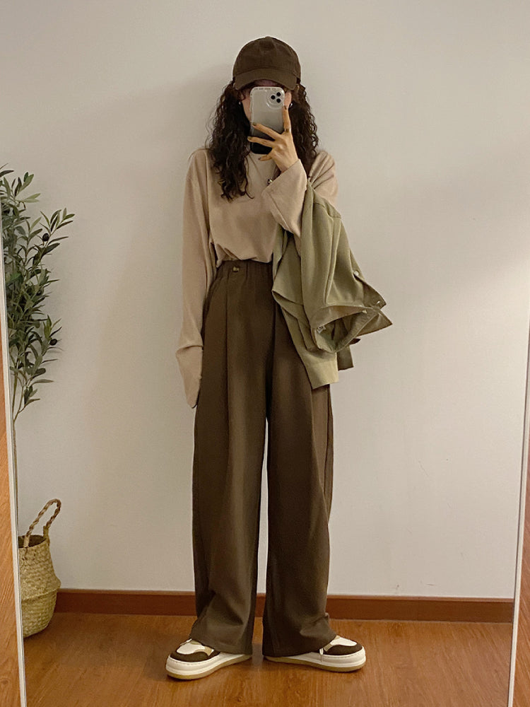 Falling Leaves Drape Pleated Pants-ntbhshop