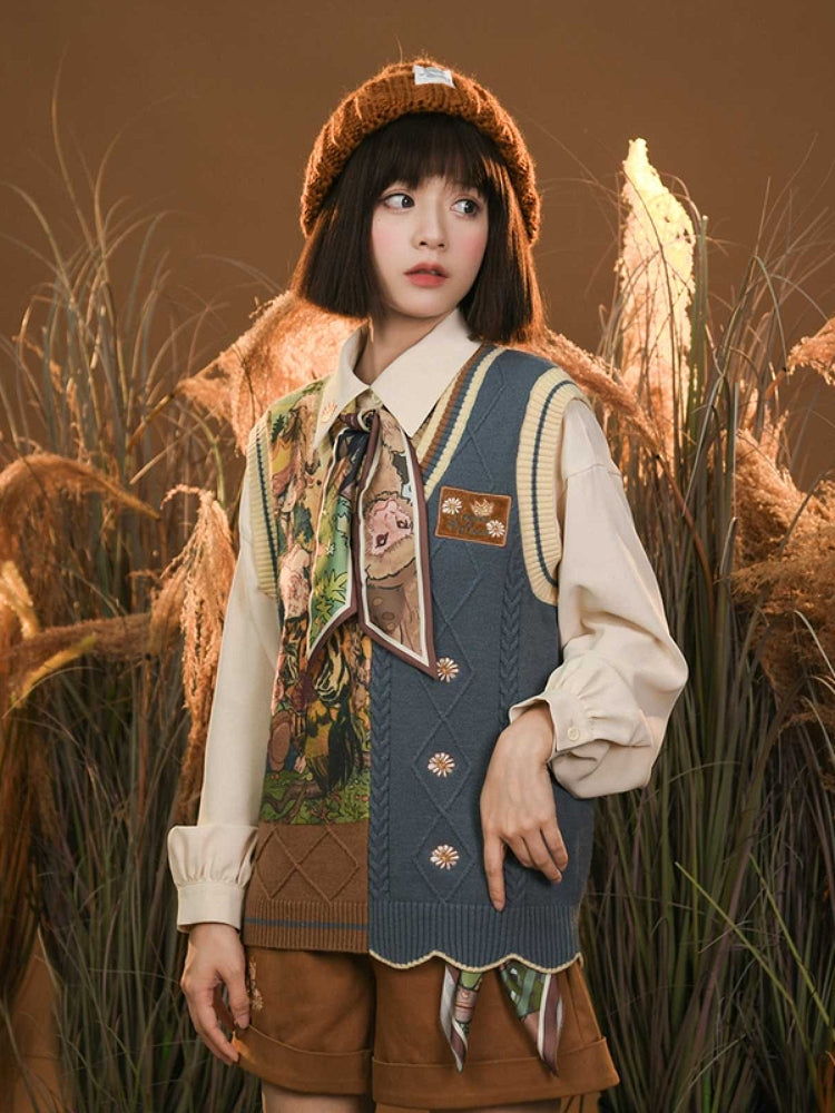 Forest Prince Artistic Knit Vest, Shirt, Shorts & Scarf-ntbhshop