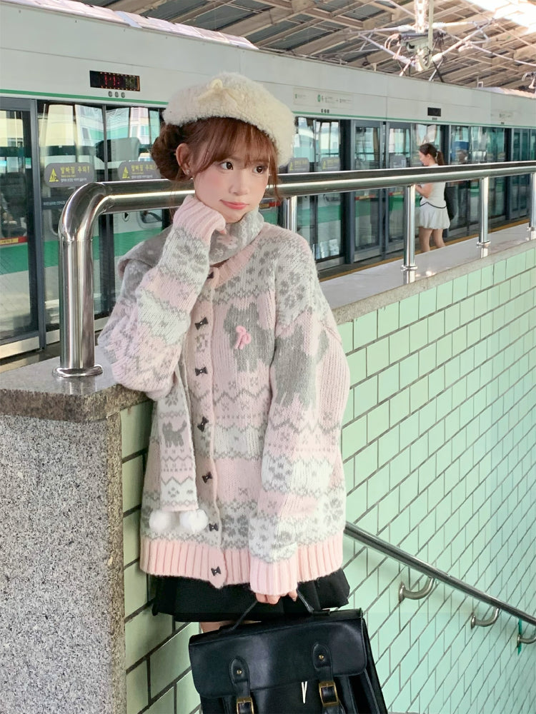 Blush Meow Cardigan, Scarf & Skirt-Outerwear-ntbhshop