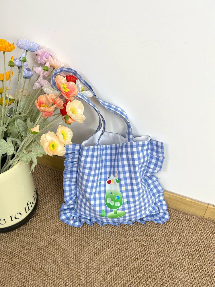 Candy Series Ruffle Plaid Tote Bags-ntbhshop