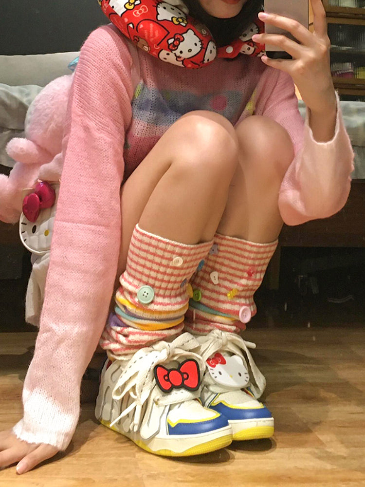 Button Pop Dopamine Leg Warmers-ntbhshop