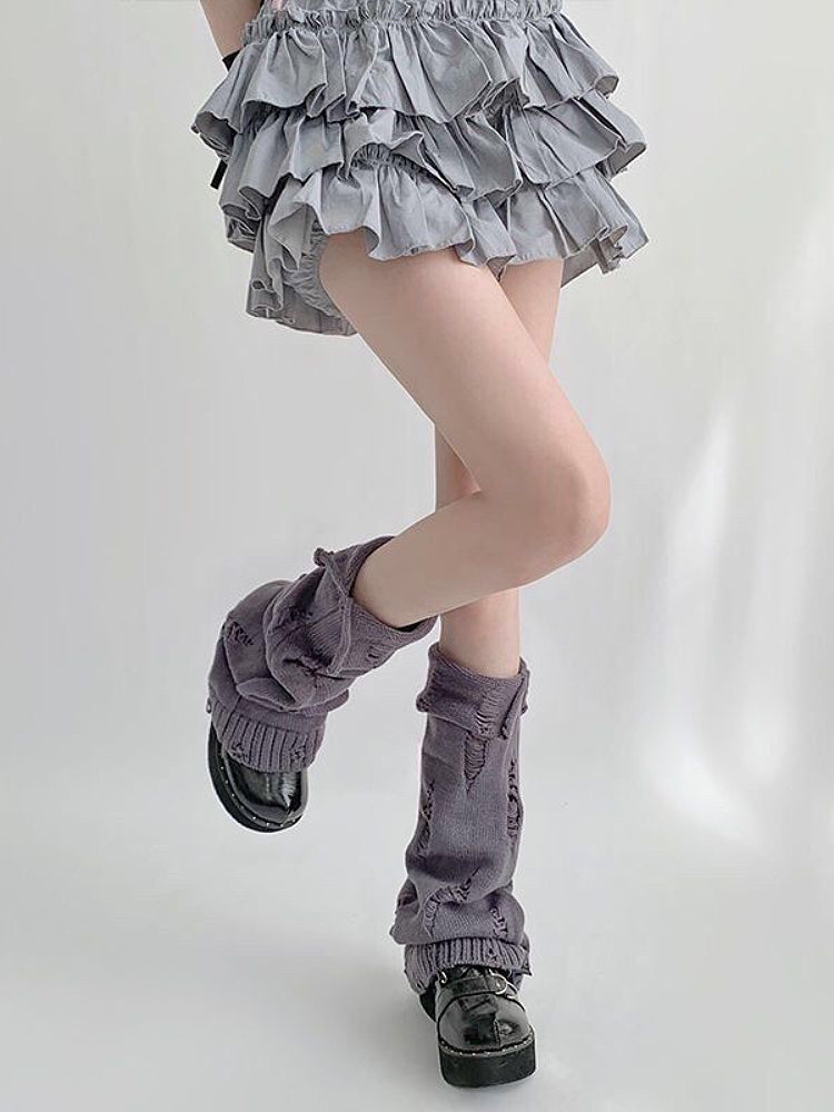 Distressed Sweater Collar Leg Warmers-ntbhshop