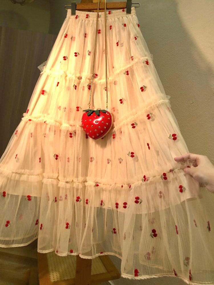 Cherry Meringue Mesh Skirts-Bottoms-ntbhshop