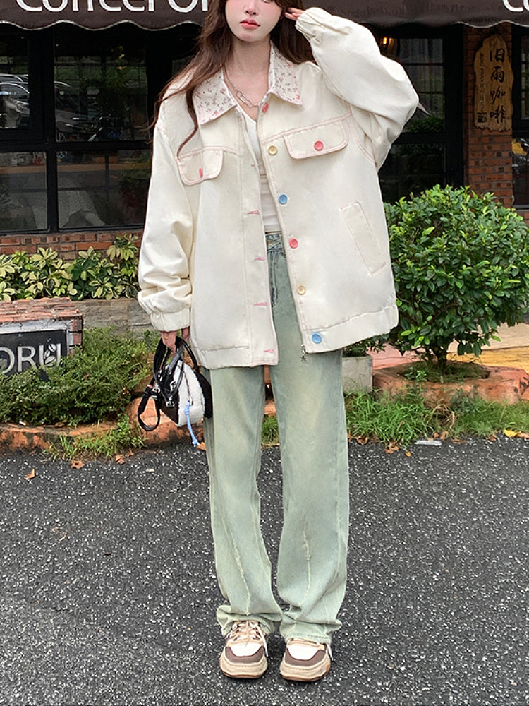 Sweet Atelier Bloom Lapel Denim Jackets-ntbhshop