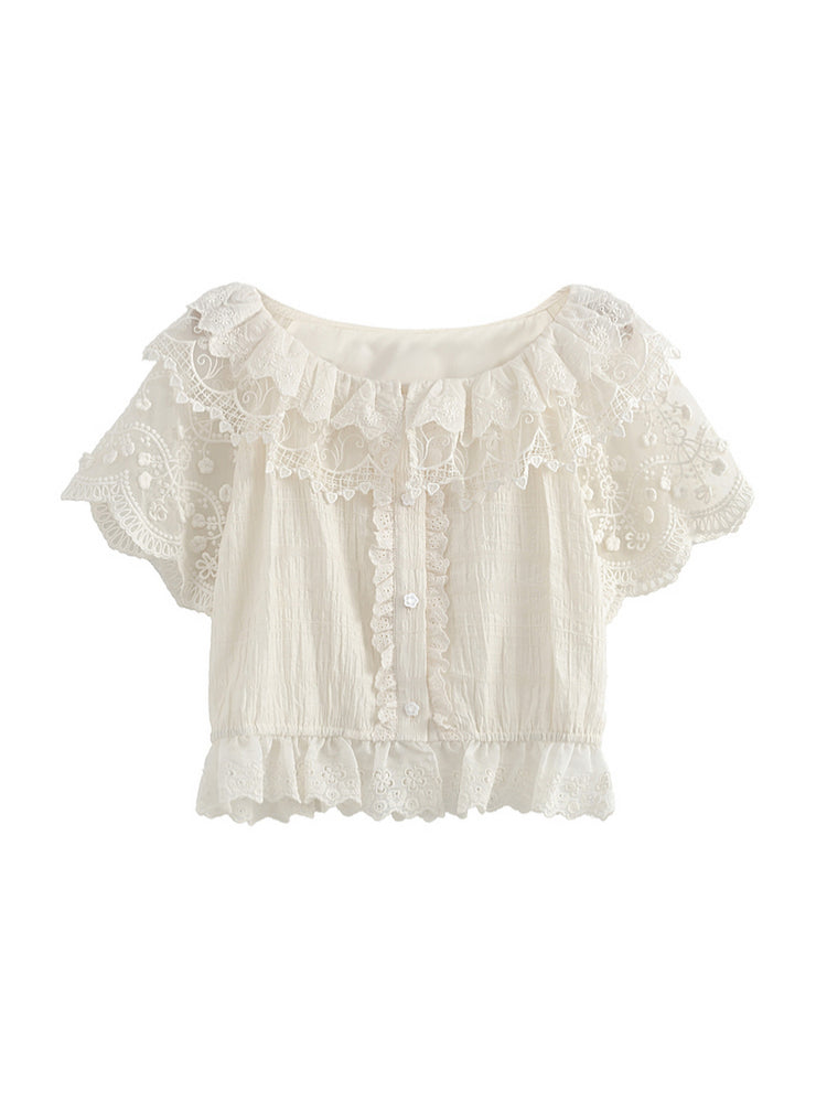 Ivory Garden Lace Blouse-Tops-ntbhshop