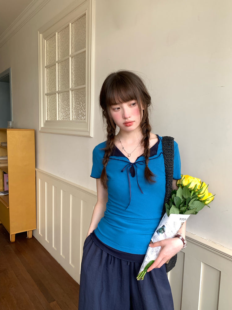 Library Date Contrast Trim Tees-ntbhshop