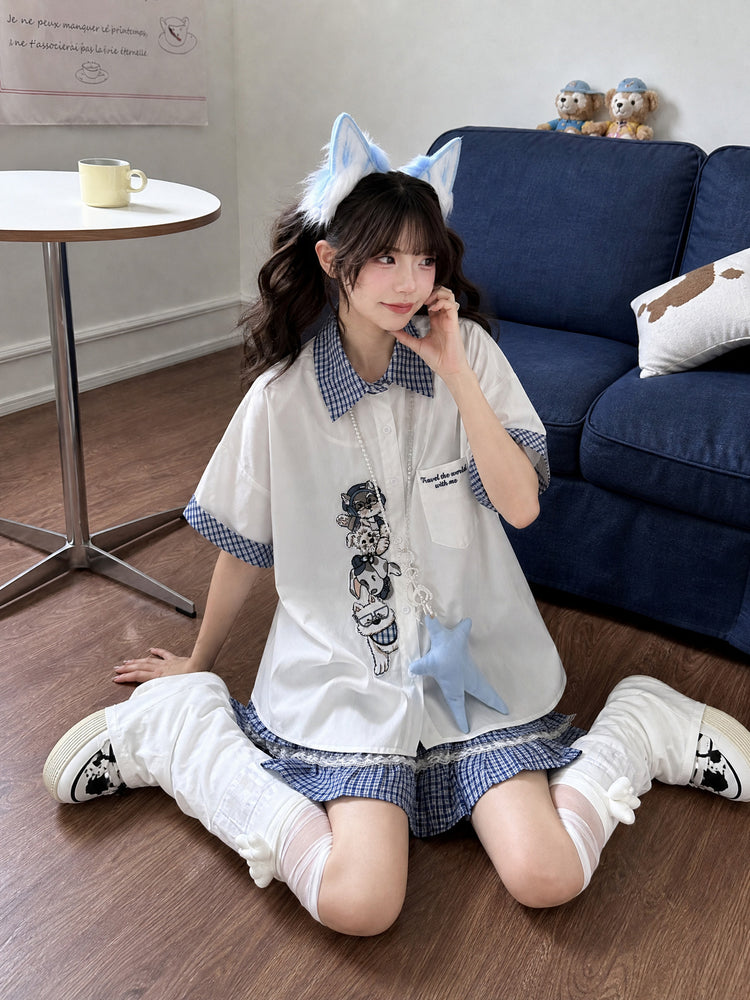 Pup Professor Patchwork Shirt-Tops-ntbhshop
