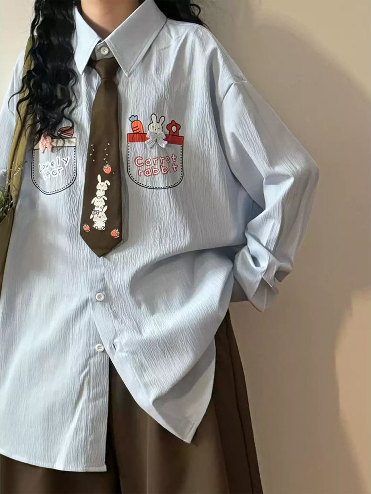 Carrot Bunny Tie Shirts-Tops-ntbhshop