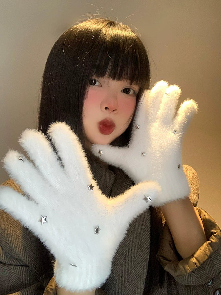 Frosty Sparkle Furry Gloves-ntbhshop