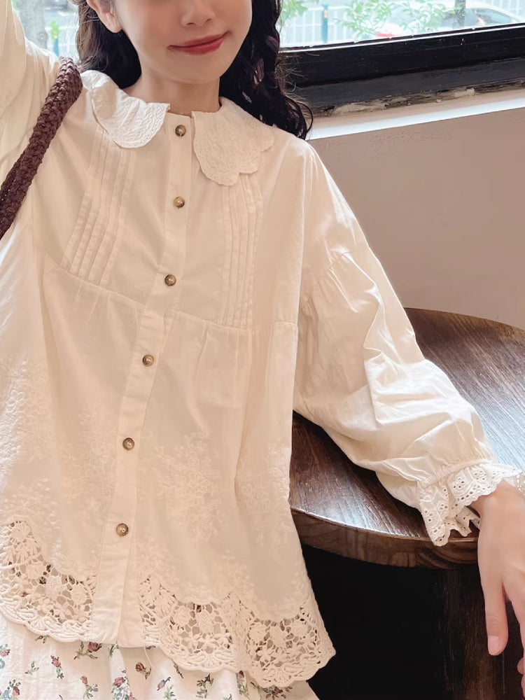 Dreamwood Lace Collar Blouse-ntbhshop