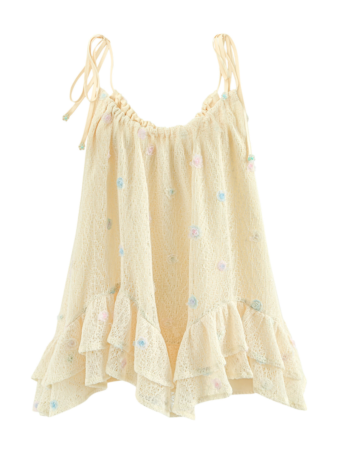 Cloud Bloom Ruffle Camisole-Tops-ntbhshop