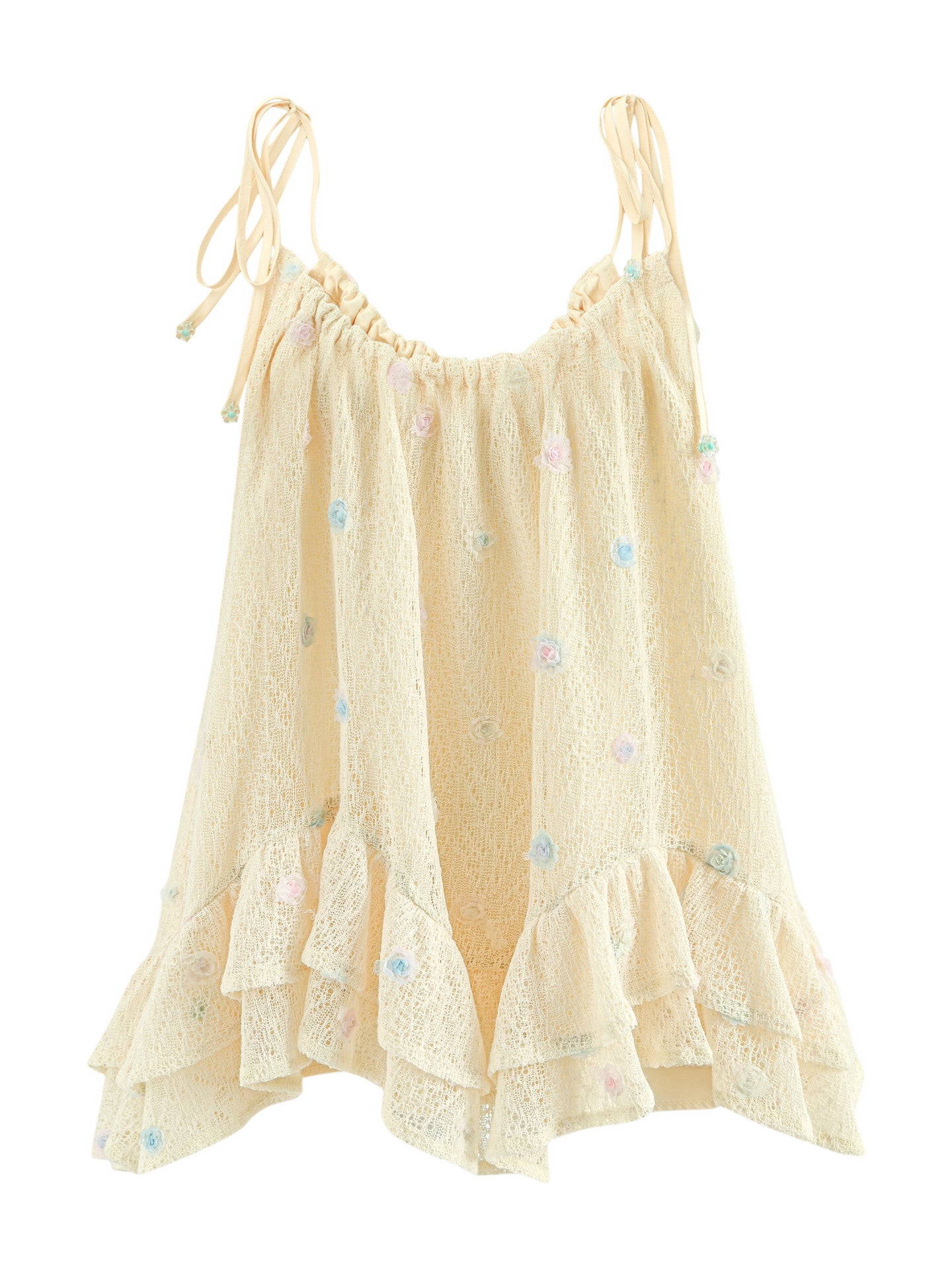 Cloud Bloom Ruffle Camisole-Tops-ntbhshop
