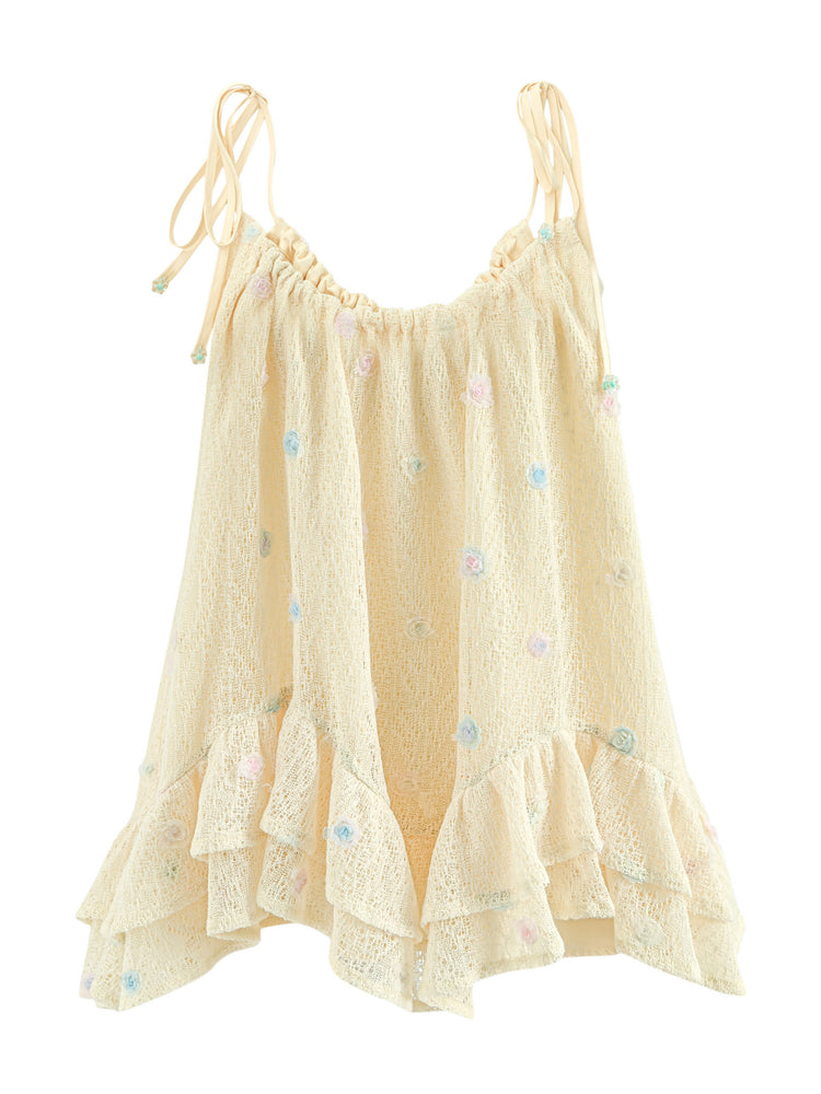 Cloud Bloom Ruffle Camisole-Tops-ntbhshop
