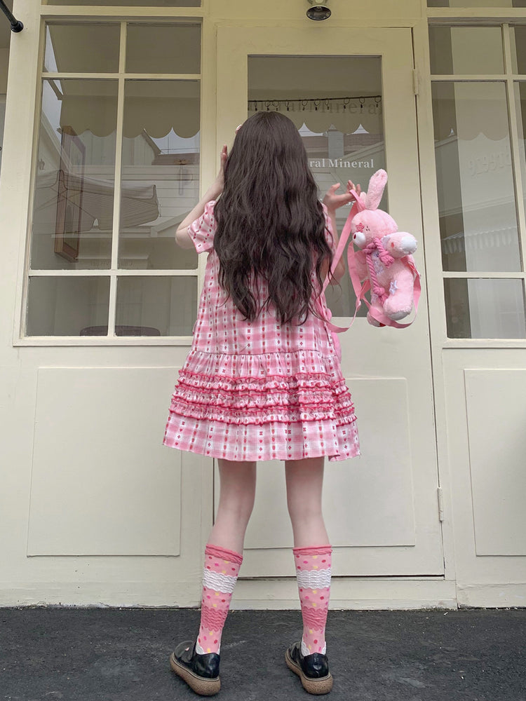 Berry Biscuit Cotton Gingham Dress-Dresses-ntbhshop