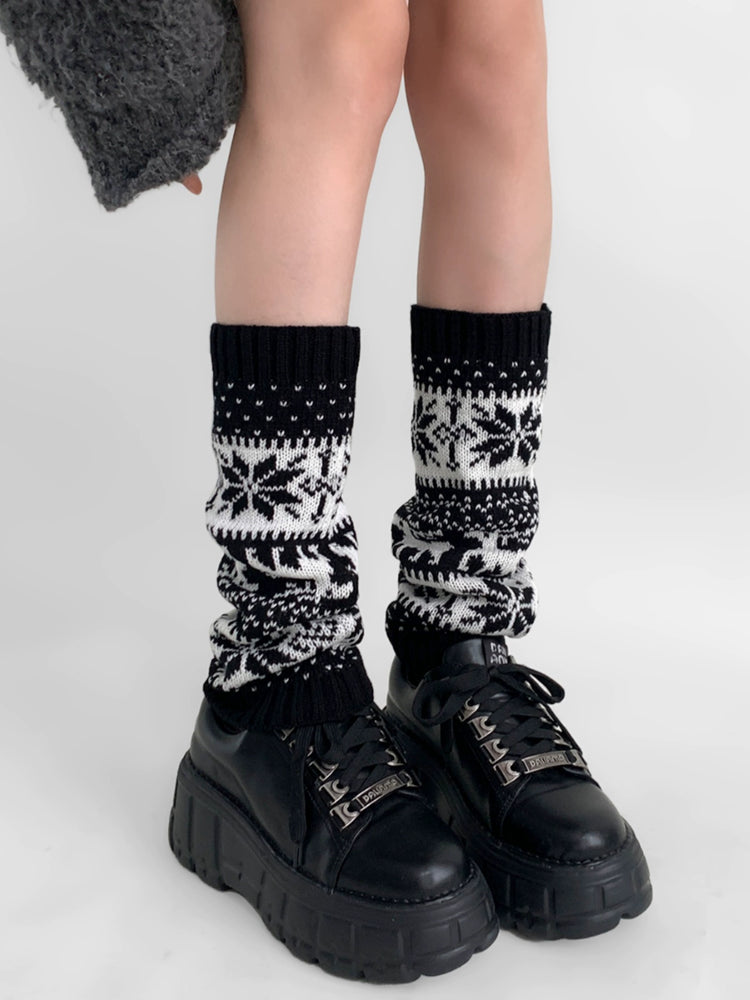 Snowflake Nordic Knit Leg Warmers-ntbhshop