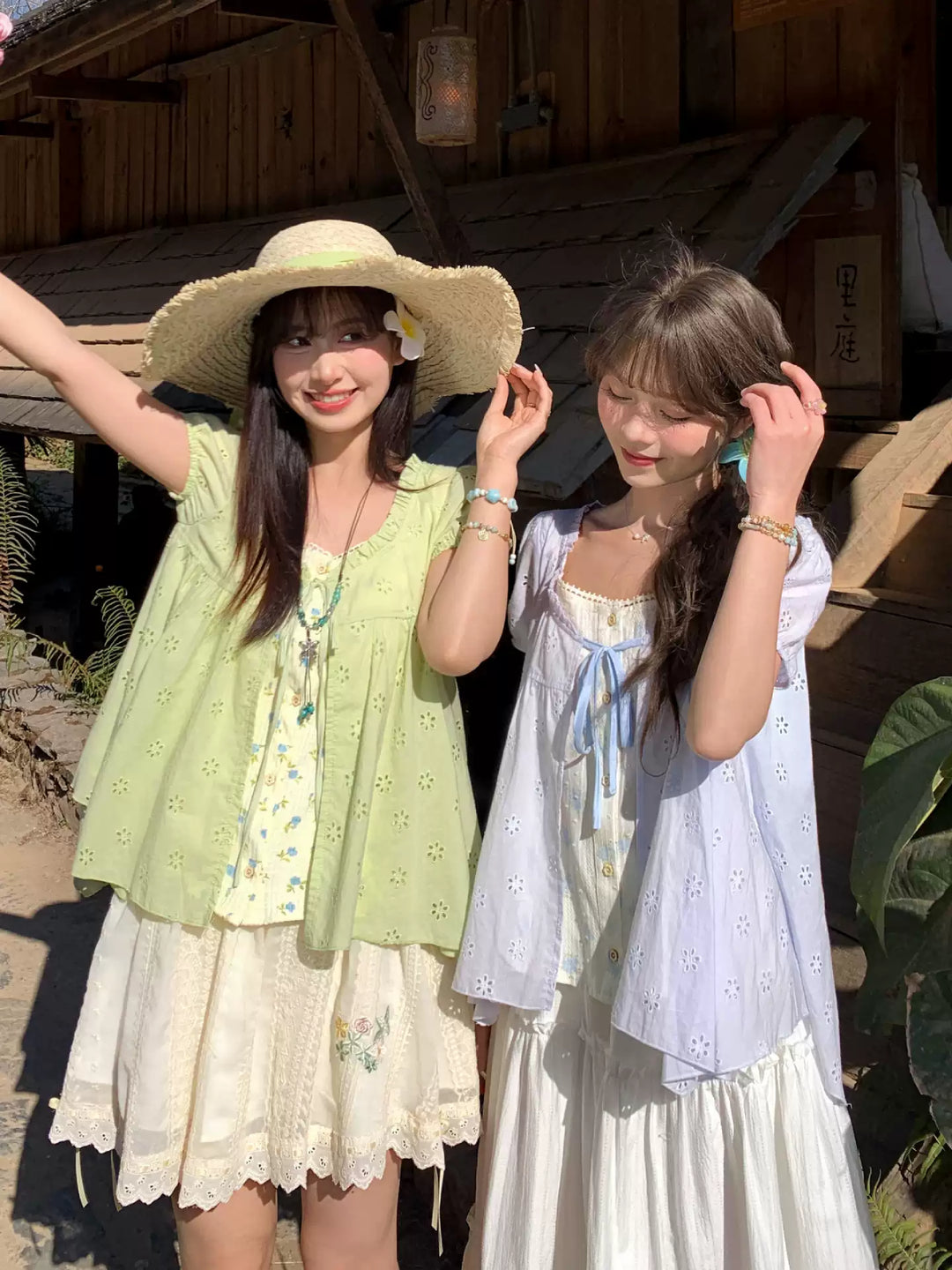 Floral Meadow Cotton Spliced Blouses-Tops-ntbhshop