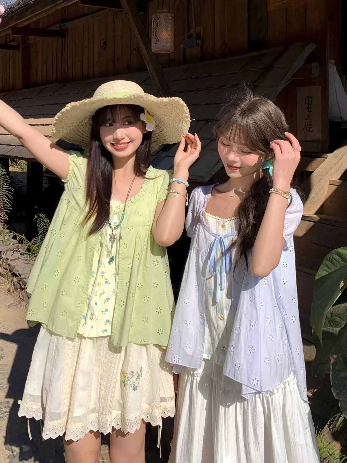 Floral Meadow Cotton Spliced Blouses-Tops-ntbhshop