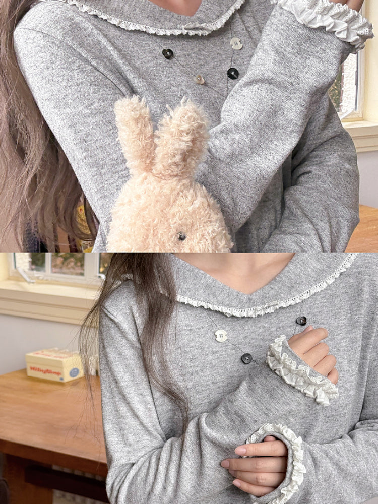 Silent Café Lace Knit Base Top-ntbhshop