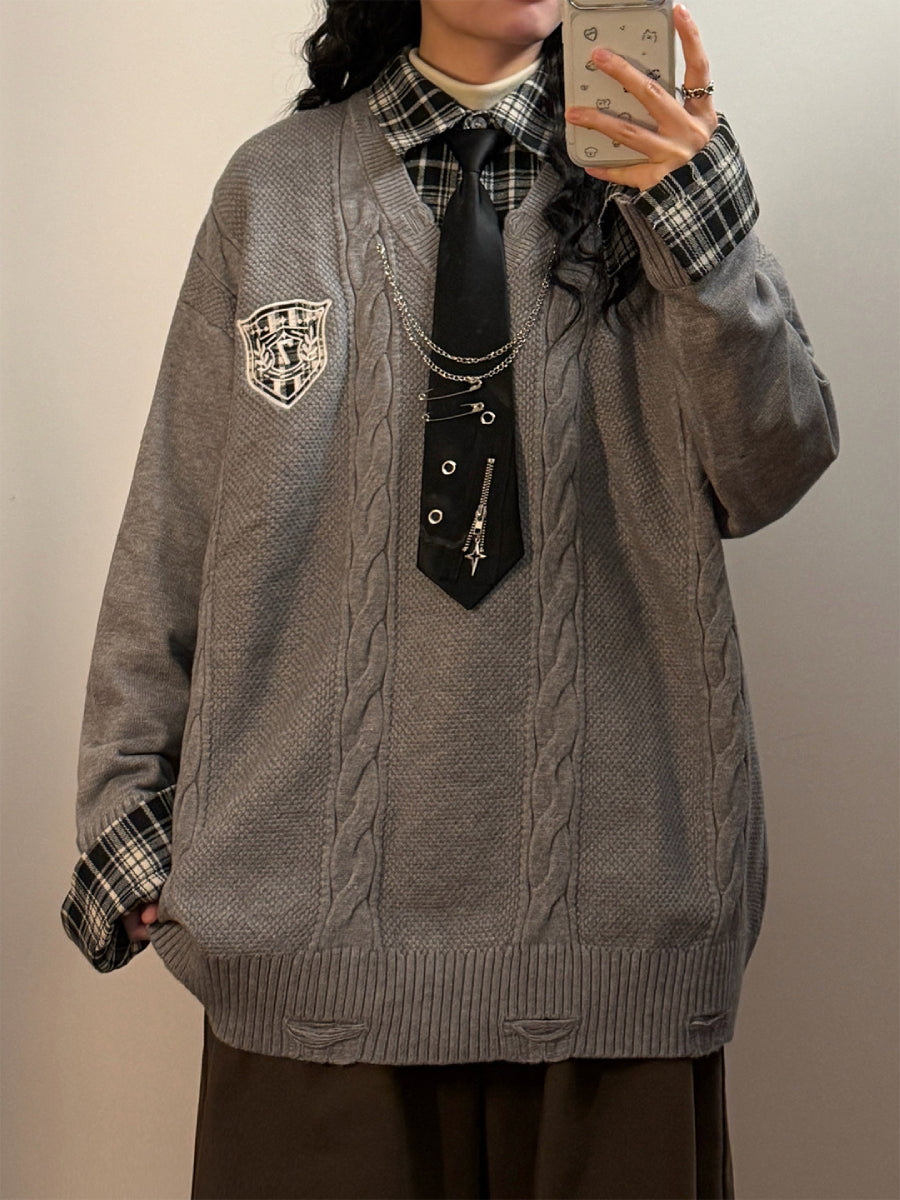 Ashcroft Crest Cable Knit Sweater-Tops-ntbhshop