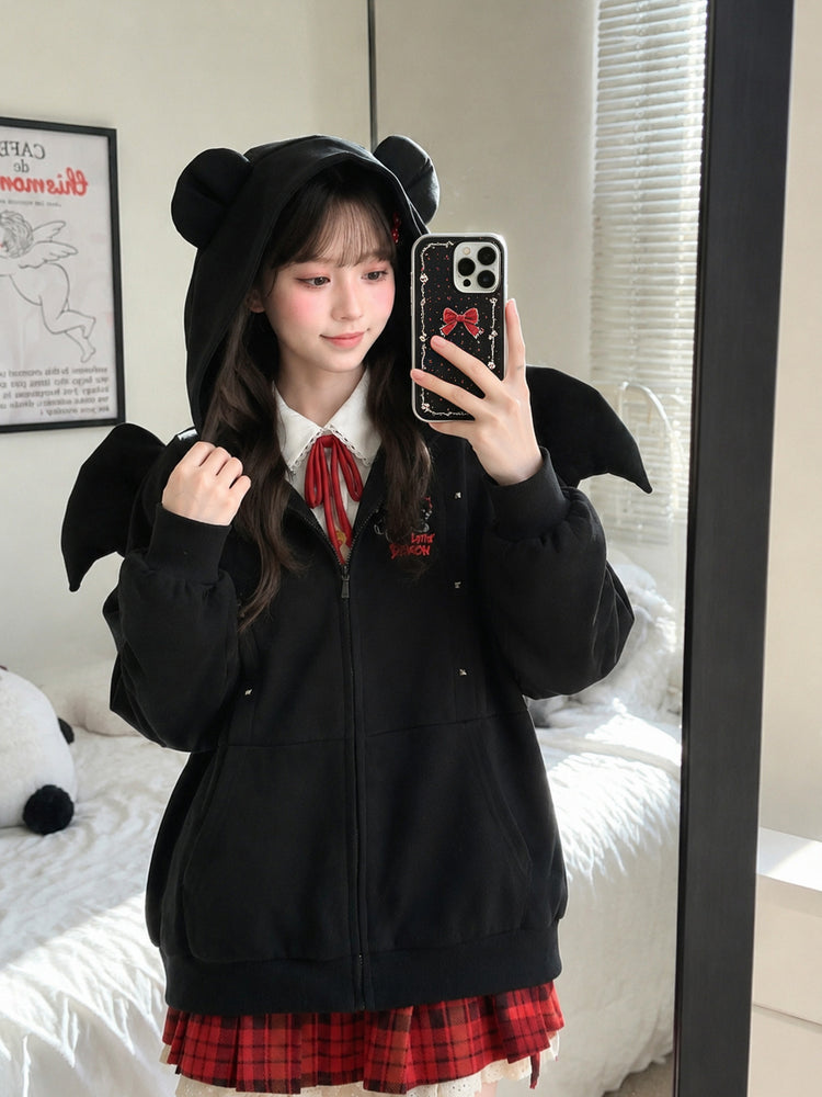 Midnight Bear Batwing Jacket-Bottoms-ntbhshop