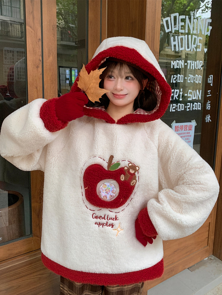 Good Luck Apple Patch Fleece Hoodie-ntbhshop
