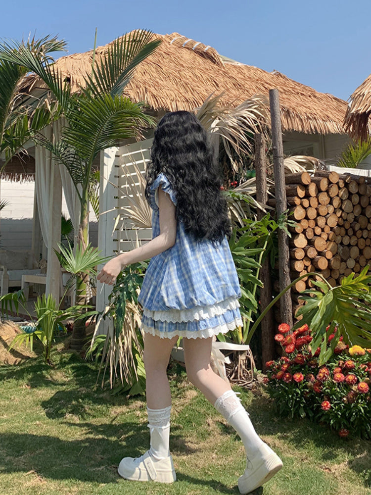 Gingham Bear Doll Cake Dresses-ntbhshop