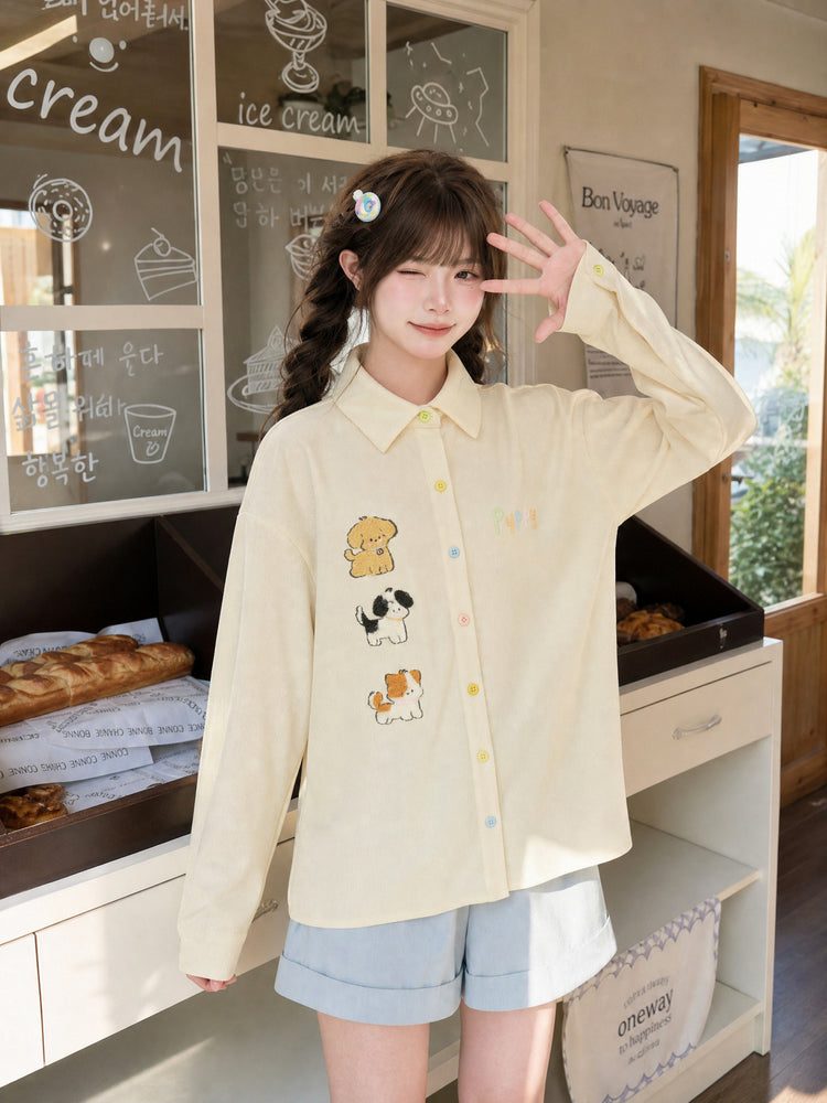 Puppy Parade Tie Shirt-Tops-ntbhshop