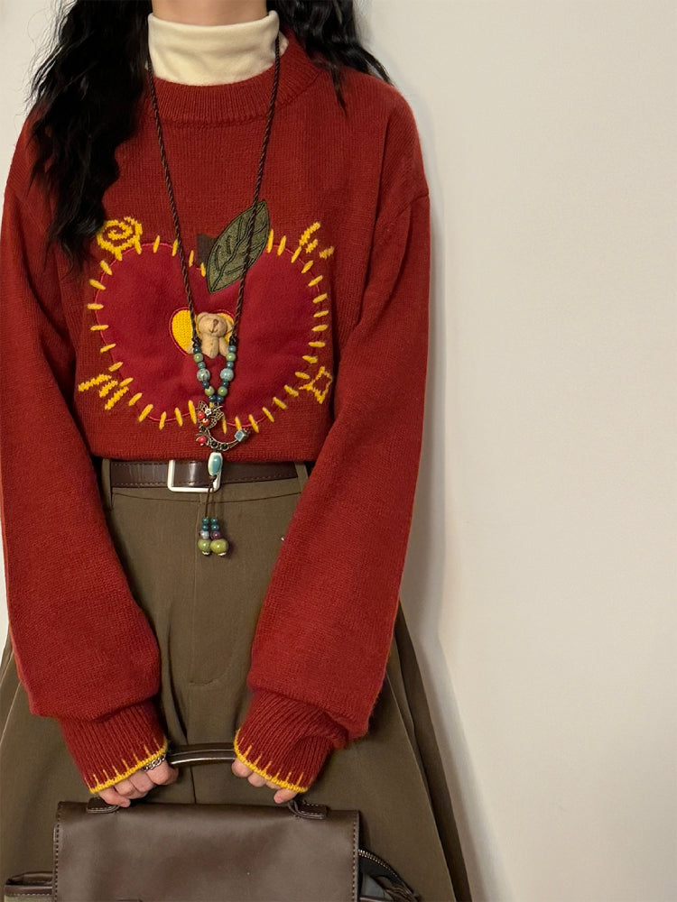 Apple Cider Glow Apple Knit Sweaters-ntbhshop