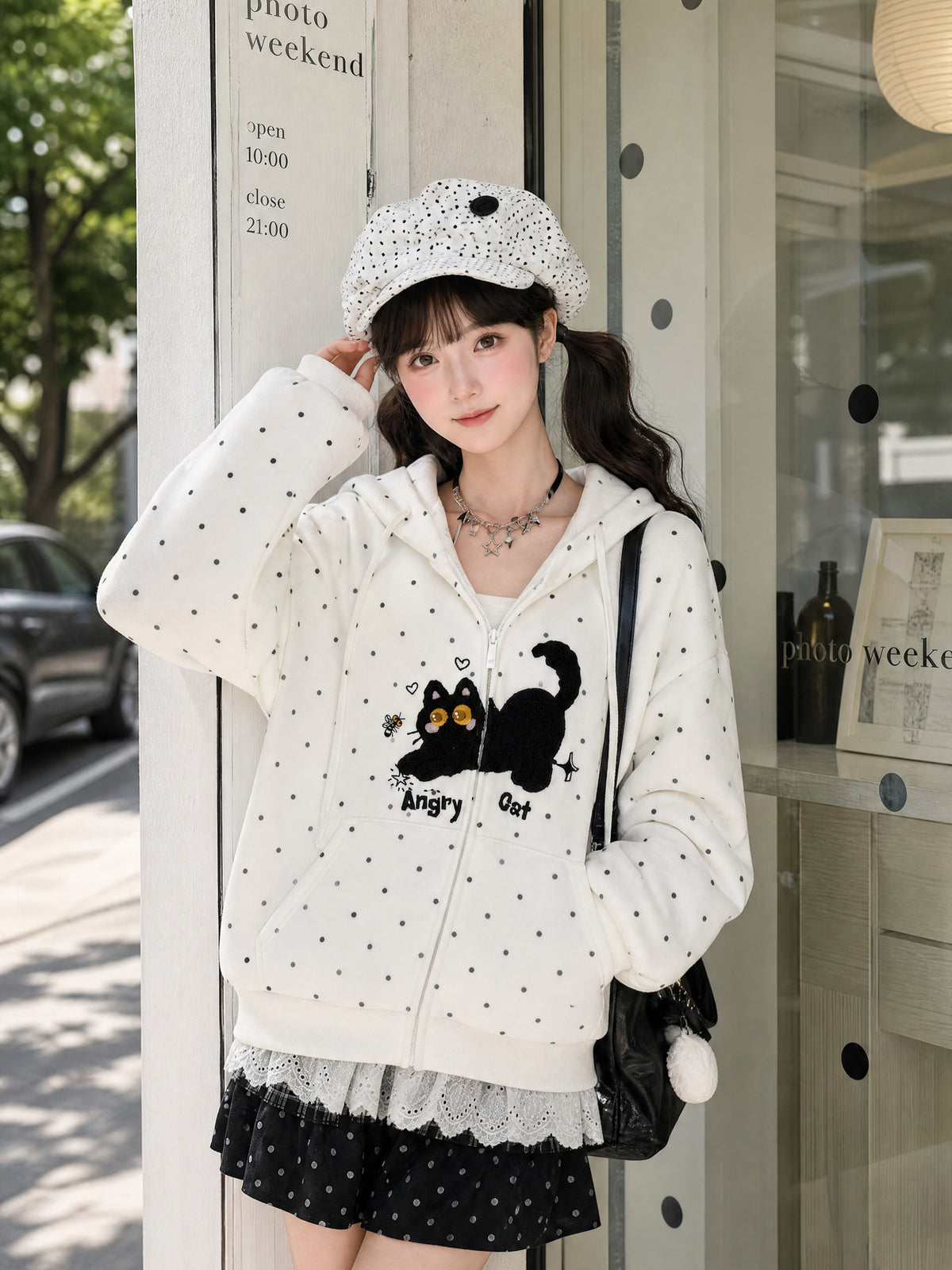 Angry Kitty Dottie Jacket-Outerwear-ntbhshop