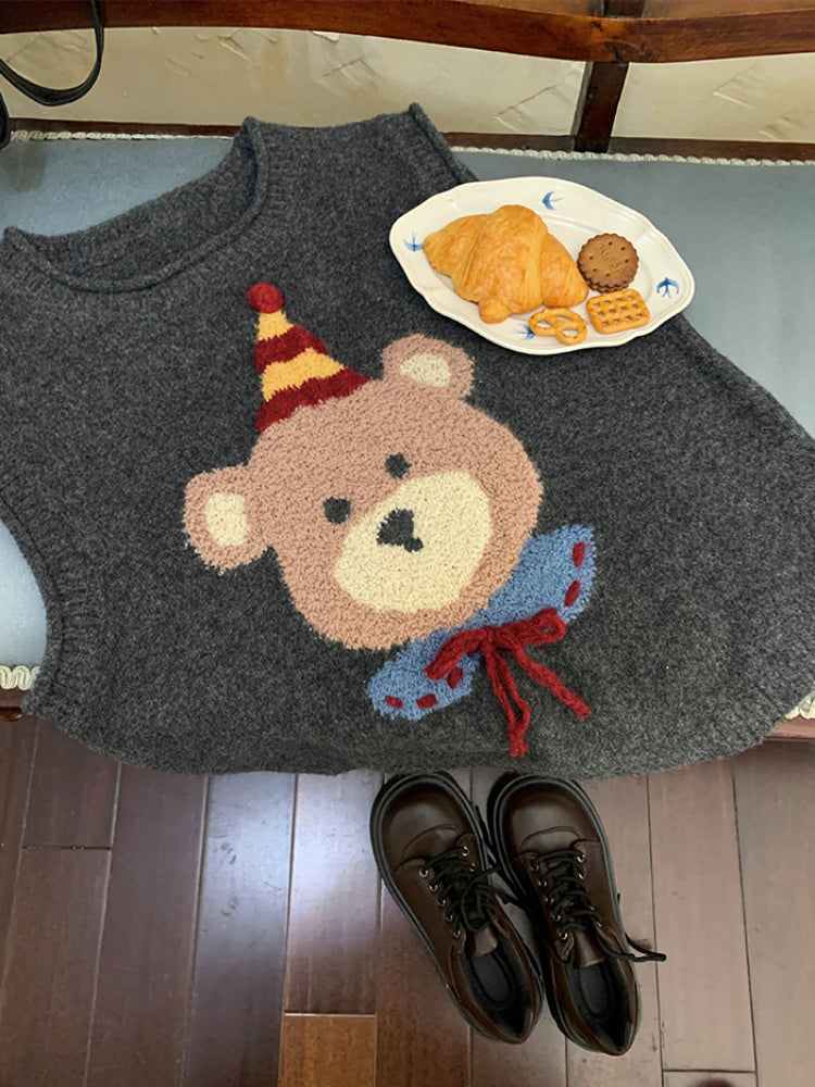 Teddy Picnic Nostalgia Vest & Midi Skirt-ntbhshop