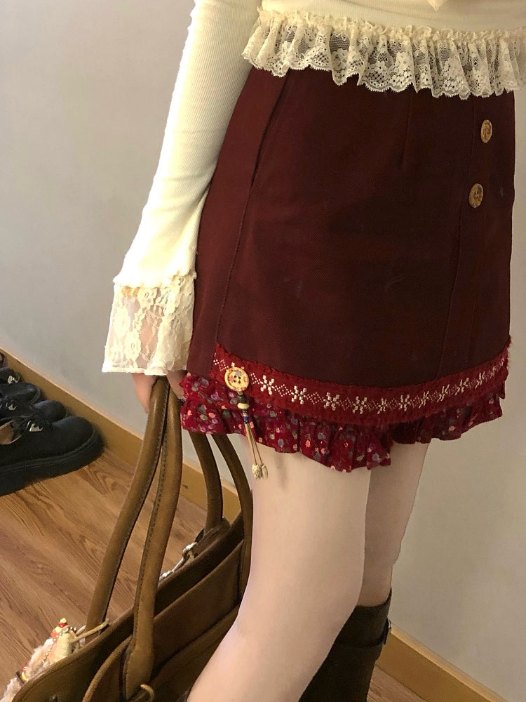 Hazelnut Breeze Patchwork Skorts-ntbhshop