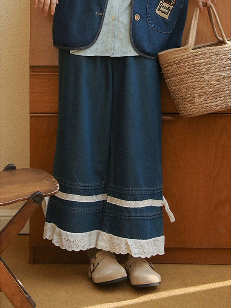 Literary Atelier Lace Denim Pants-ntbhshop