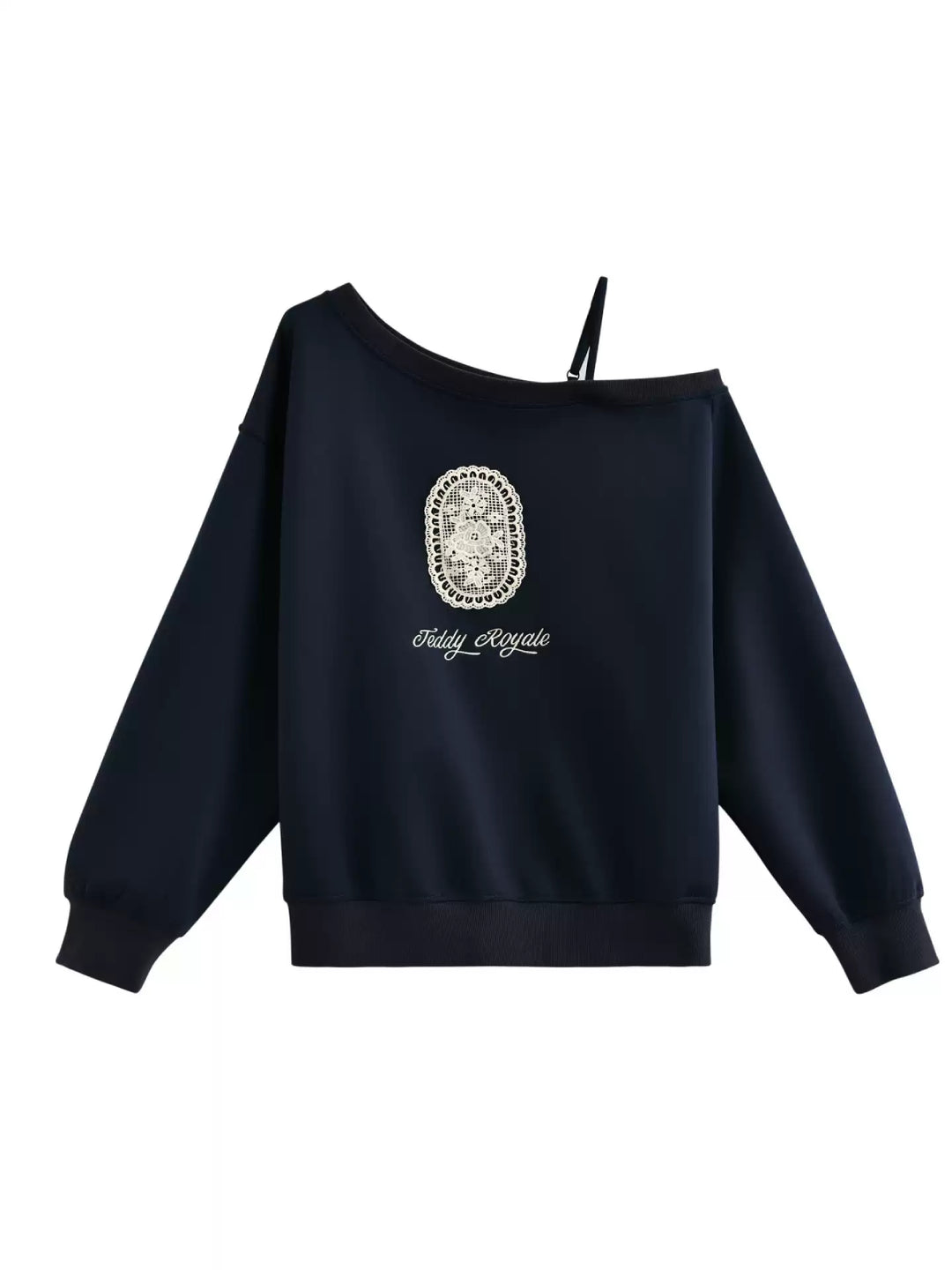 Teddy Royale Off Shoulder Sweatshirt-Tops-ntbhshop