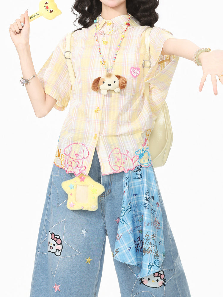 Puppy Pals Plaid Shirts-Tops-ntbhshop