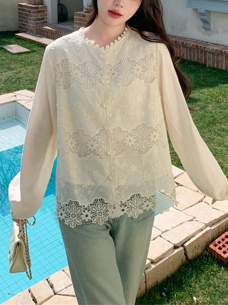 Pearl Garden Lace Blouse-ntbhshop