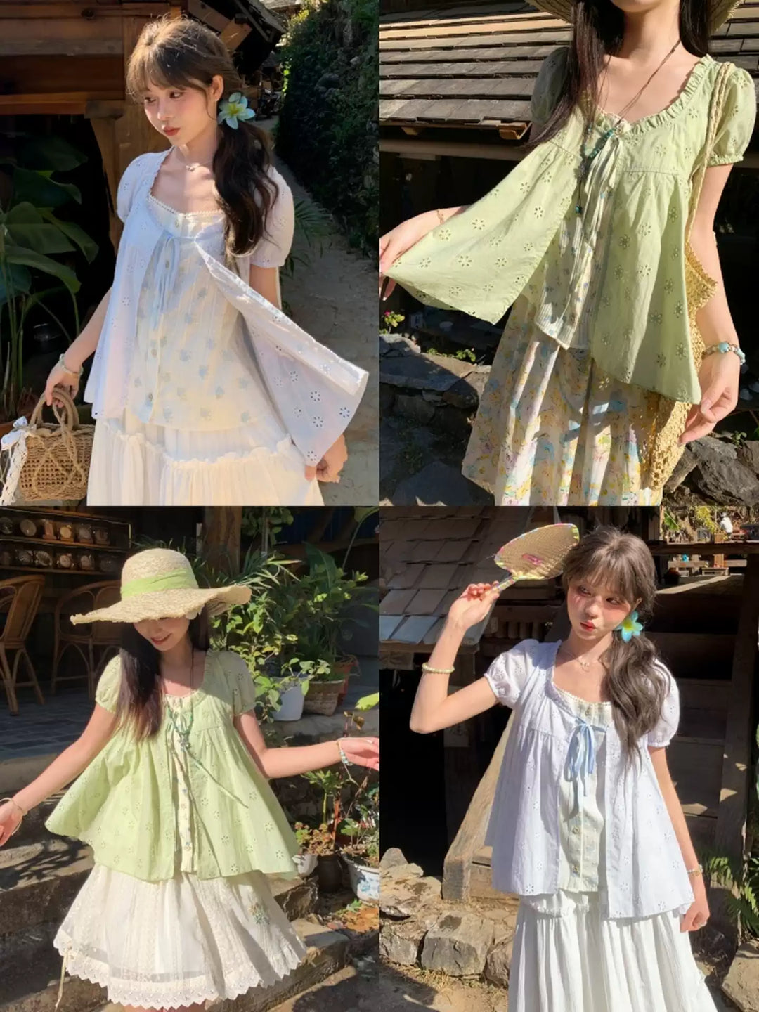 Floral Meadow Cotton Spliced Blouses-Tops-ntbhshop