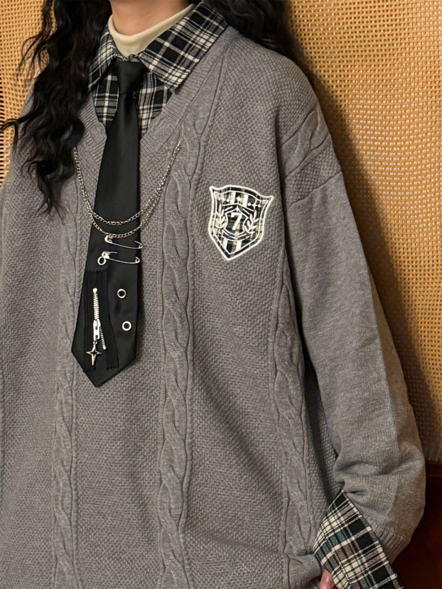 Ashcroft Crest Cable Knit Sweater-Tops-ntbhshop