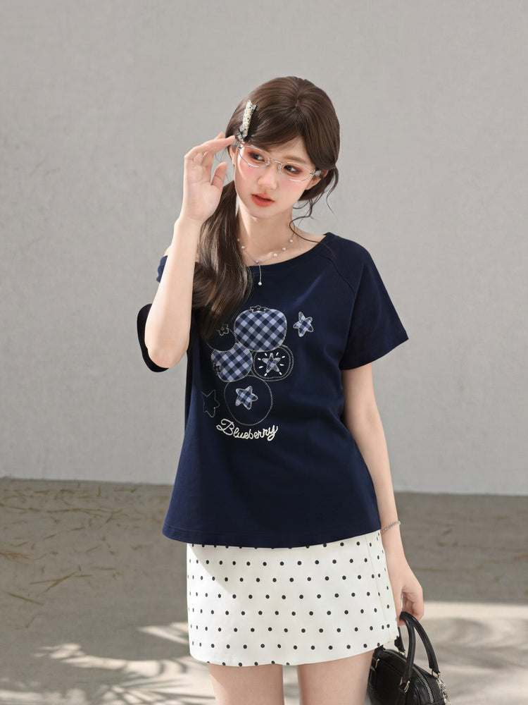 Blueberry Gingham Slant Top-Tops-ntbhshop