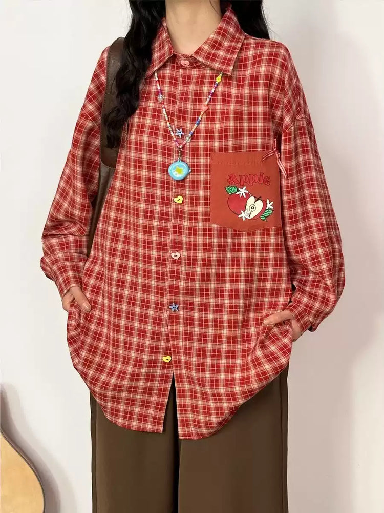 Fruit Pop Whimsy Plaid Shirts-Tops-ntbhshop