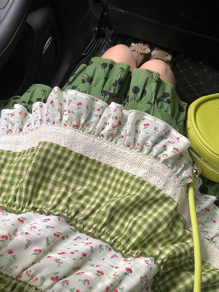 Cherry Tart Plaid Patch Summer Dresses-ntbhshop