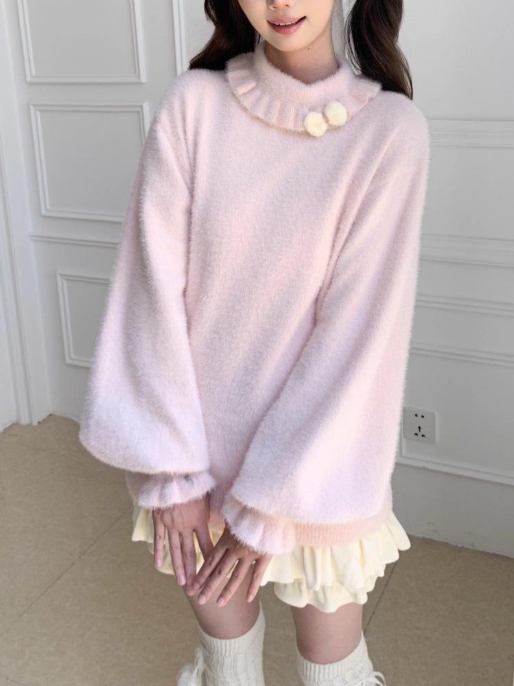 Lolita Cloud Puff Sleeve Knit Tops-ntbhshop