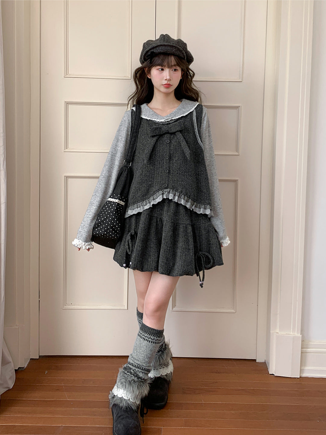 Ash Bloom Knit Bubble Skirt-ntbhshop