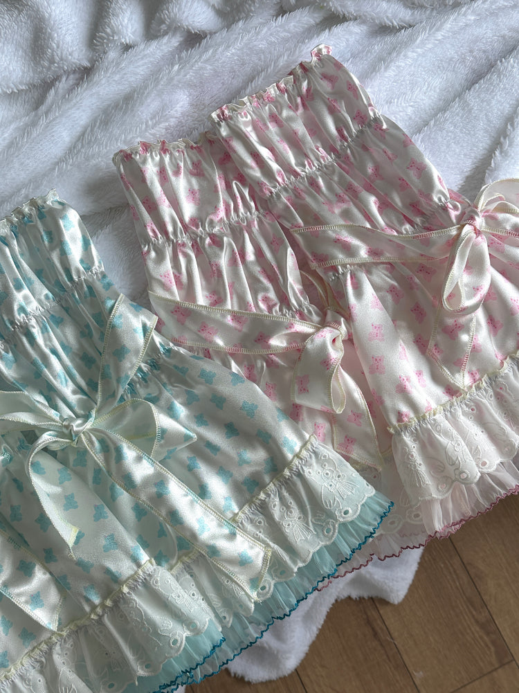 Bear Glimmer Silky Bow Lace Leg Sleeves-ntbhshop