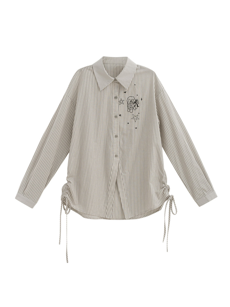 Puppy Stripey Cotton Shirt-Tops-ntbhshop