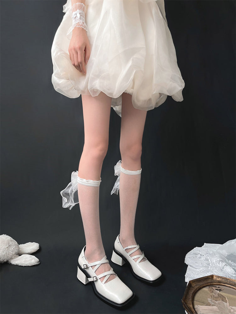 Sugarveil Bow Sheer Knee Socks-ntbhshop