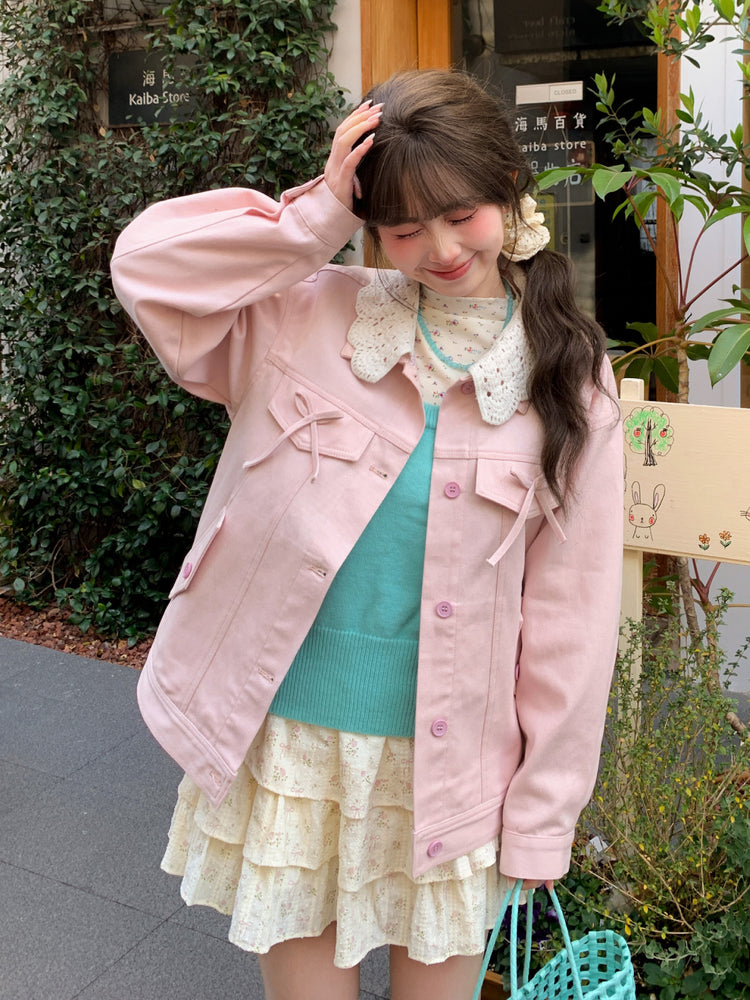 Rosy Whisper Denim Jacket-Outerwear-ntbhshop