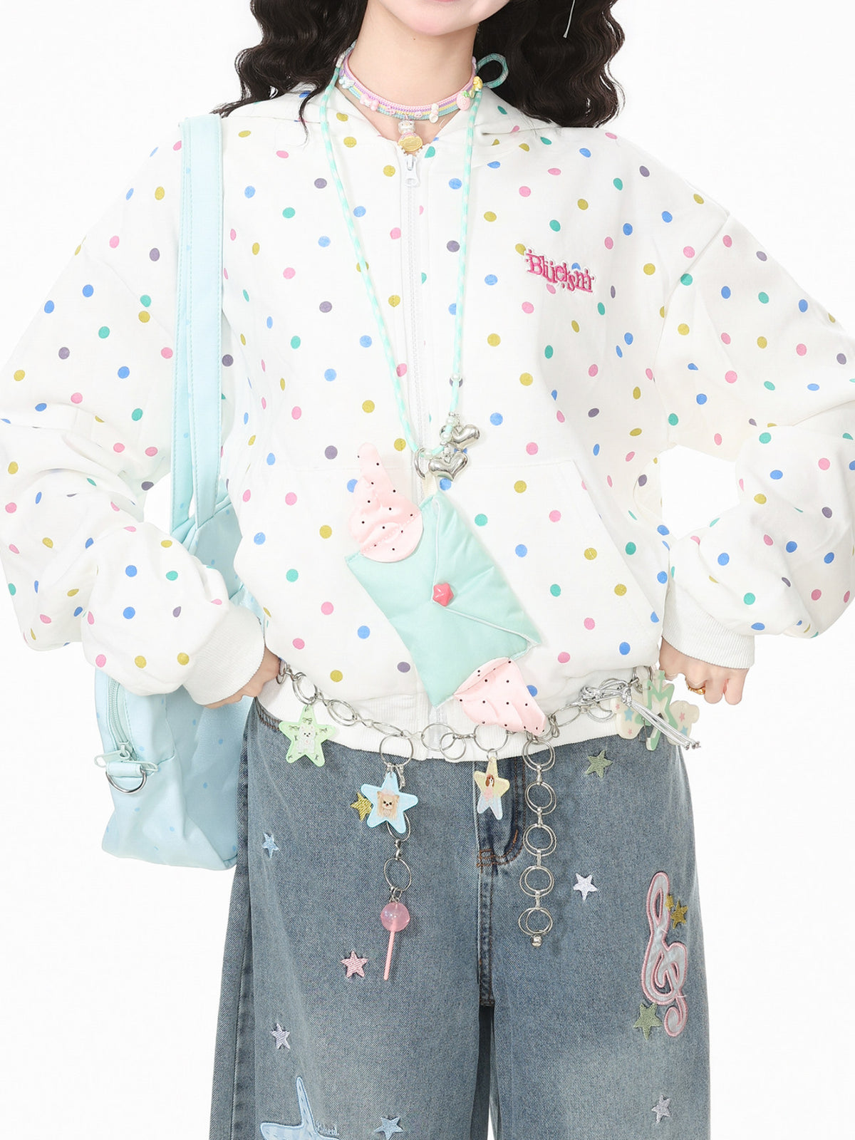 Rainbow Dot Hooded Jacket-Outerwear-ntbhshop